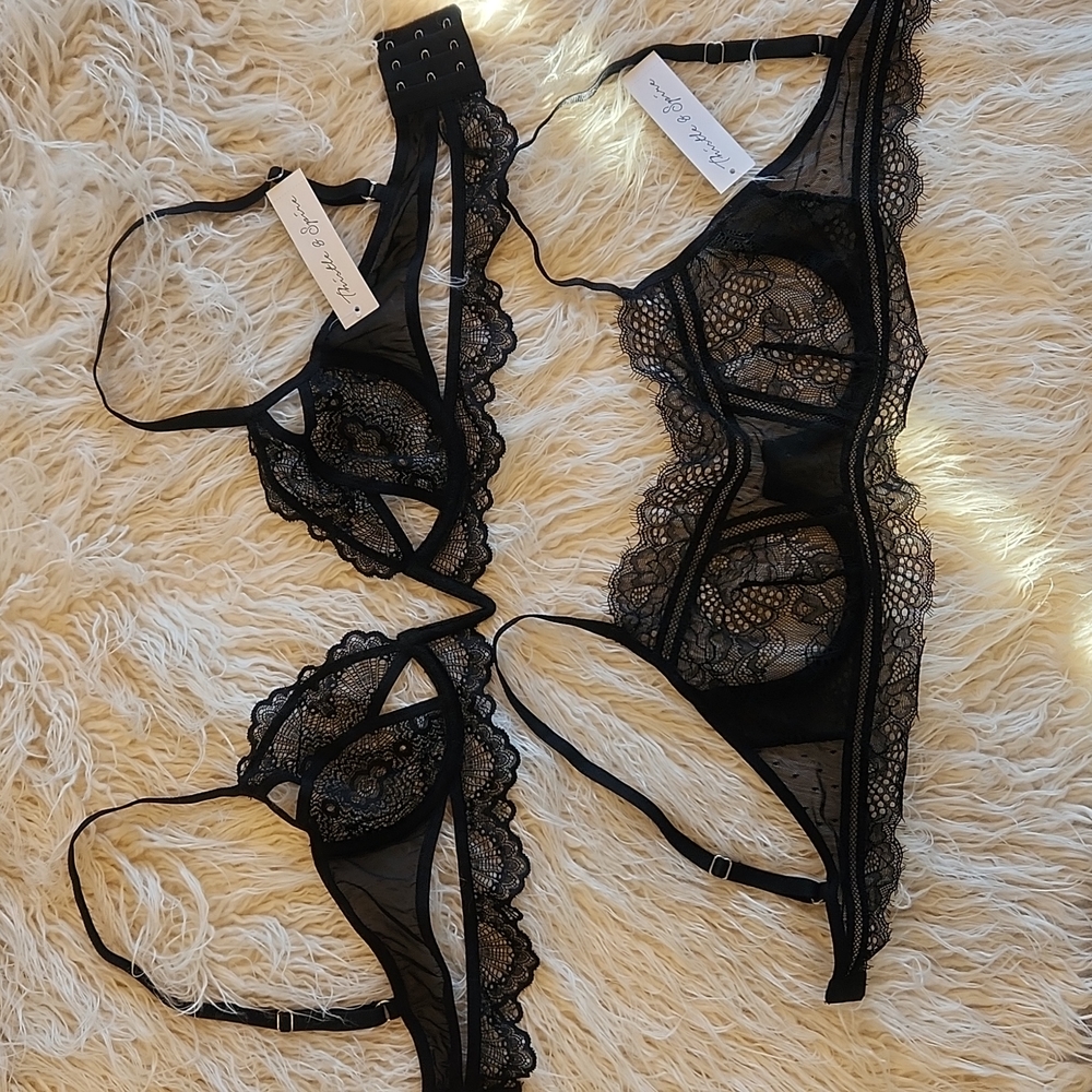 NWT Two sweet and sexy black lace bras, Thistle & Spire